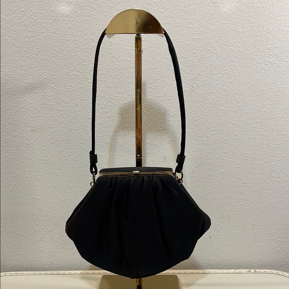 Vintage Black Satin Evening Bag